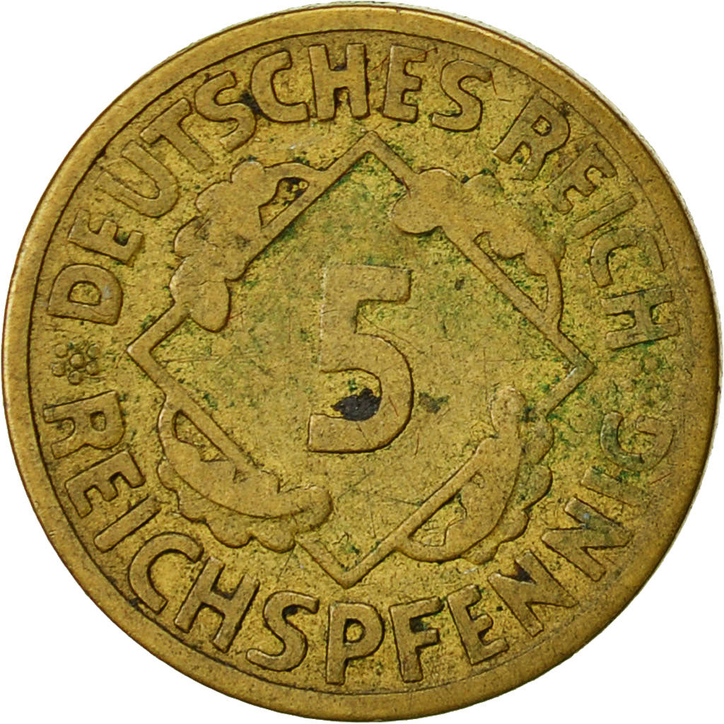 GERMANY, WEIMAR REPUBLIC, 5 Rentenpfennig, 1924, Muldenhütten, EF(40-45)
