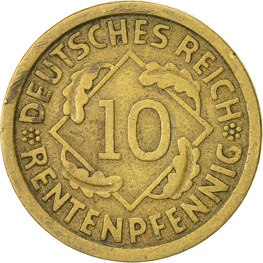 Moneta, GERMANIA, REPUBBLICA DI WEIMAR, 10 Rentenpfennig, 1924, Berlin, BB