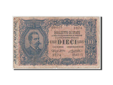 Banknot, Włochy, 10 Lire, 1914, VF(20-25)