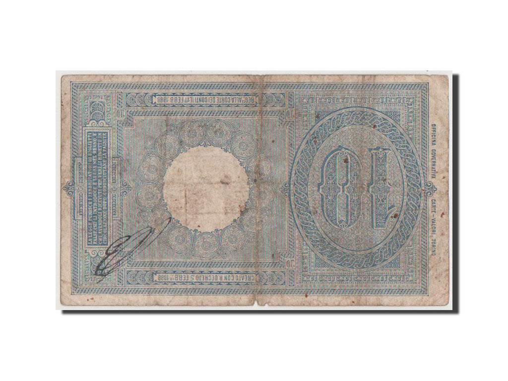Banknot, Włochy, 10 Lire, 1914, VF(20-25)
