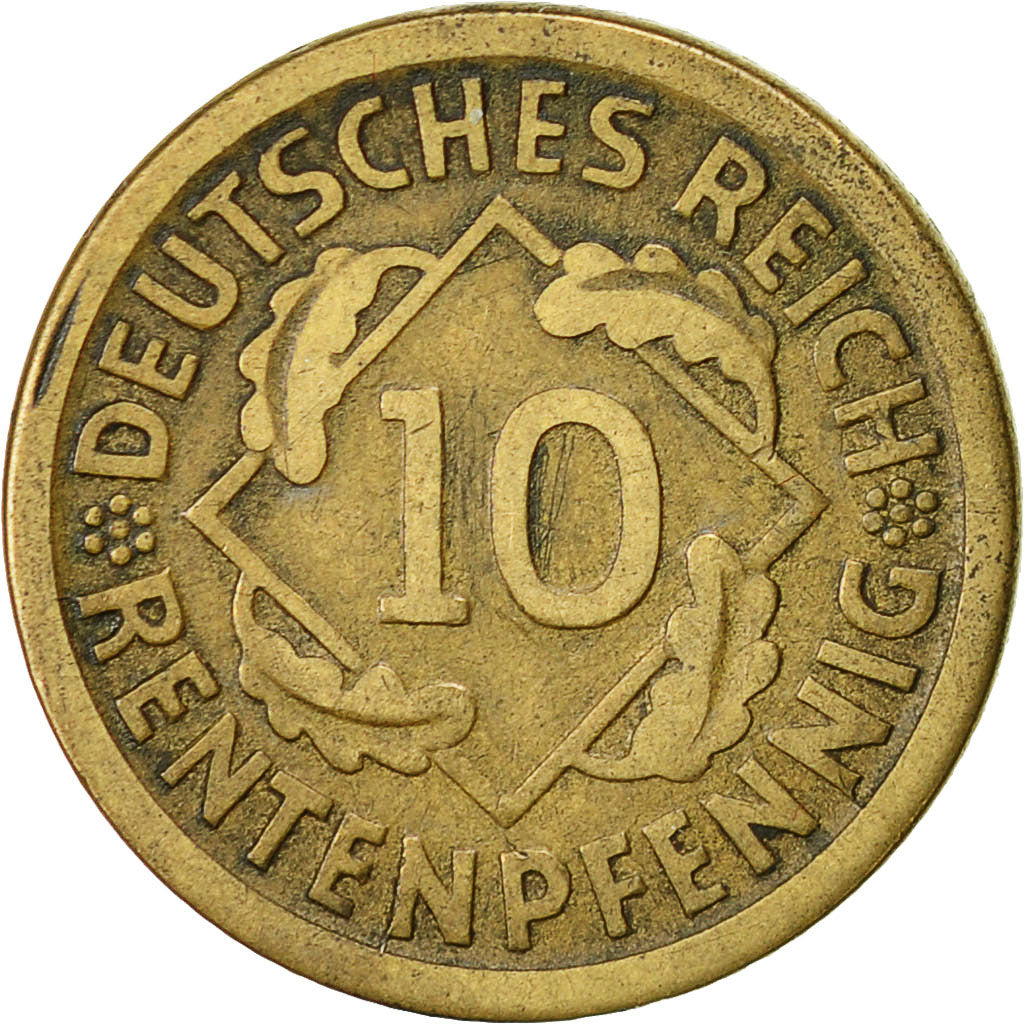 Munten, Duitsland, Weimarrepubliek, 10 Rentenpfennig, 1924, Munich, ZF