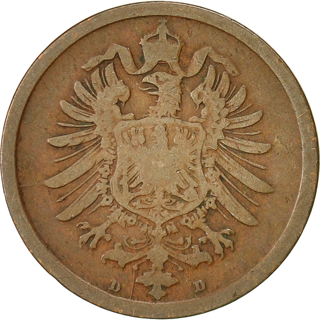 Coin, GERMANY - EMPIRE, Wilhelm I, 2 Pfennig, 1876, Munich, EF(40-45), Copper