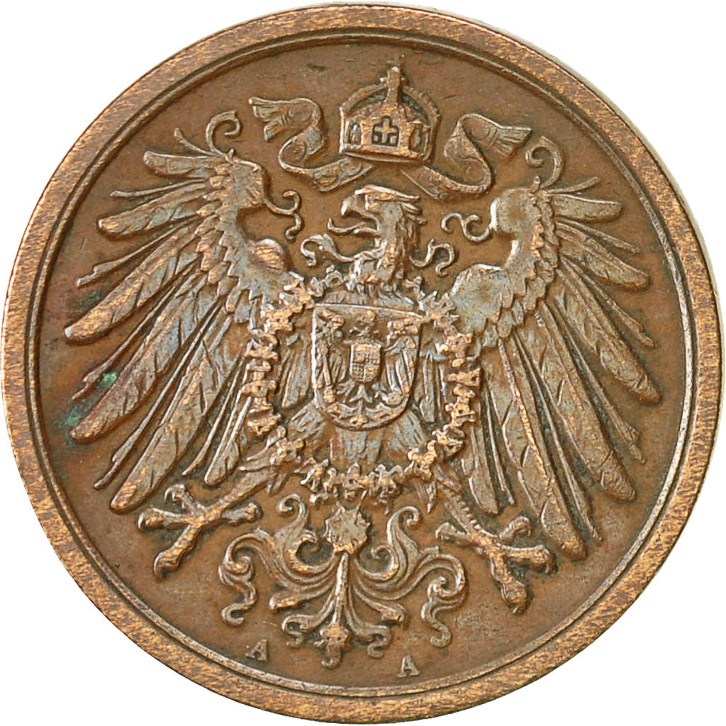 Coin, GERMANY - EMPIRE, Wilhelm II, 2 Pfennig, 1908, Berlin, EF(40-45), Copper