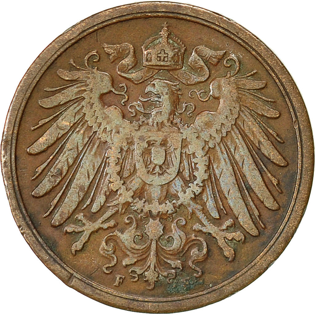 Coin, GERMANY - EMPIRE, Wilhelm II, 2 Pfennig, 1904, Stuttgart, EF(40-45)