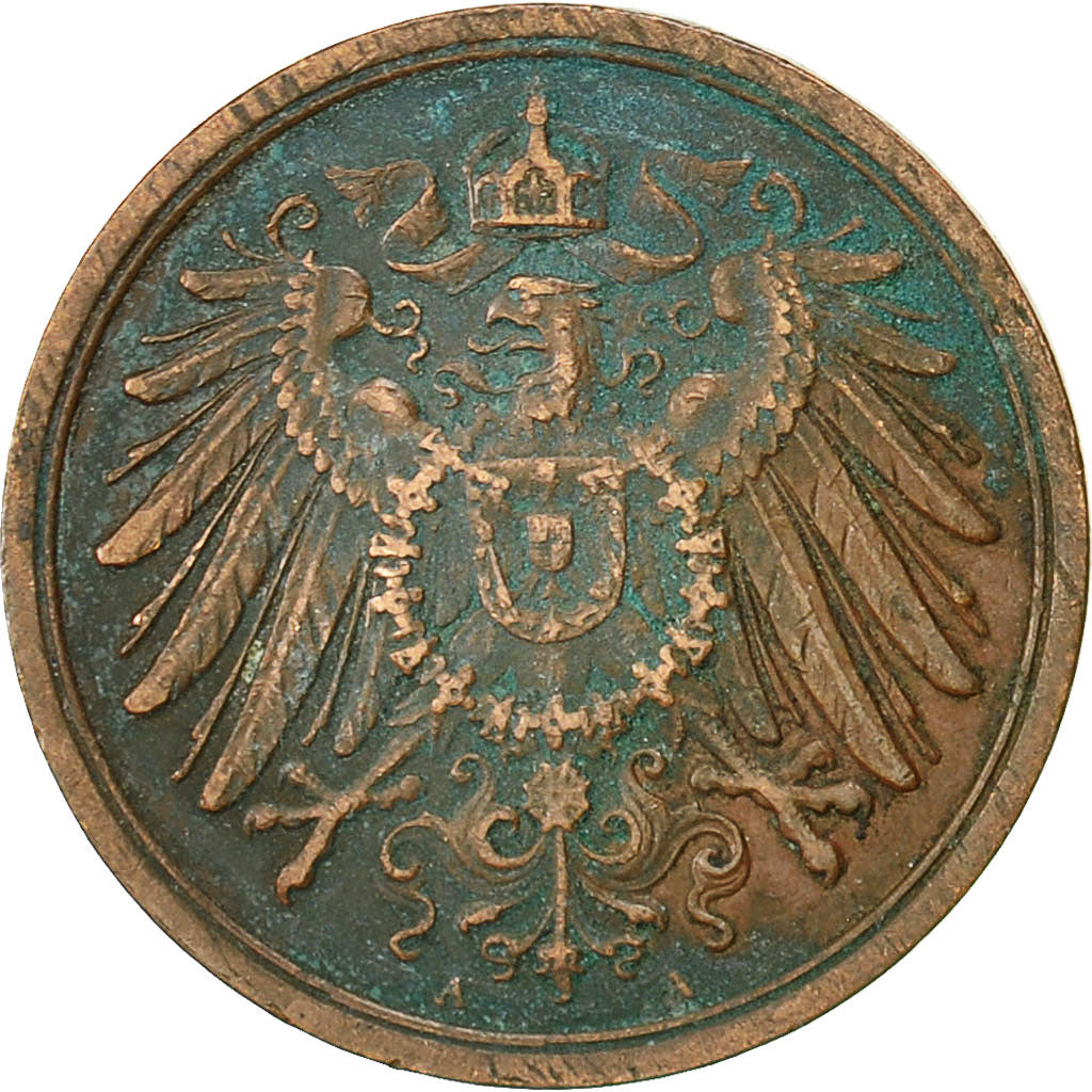 Moneta, GERMANIA - IMPERO, Wilhelm II, 2 Pfennig, 1912, Berlin, BB, Rame, KM:16