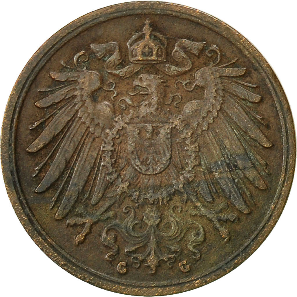 Coin, GERMANY - EMPIRE, Wilhelm II, Pfennig, 1896, Karlsruhe, EF(40-45), Copper