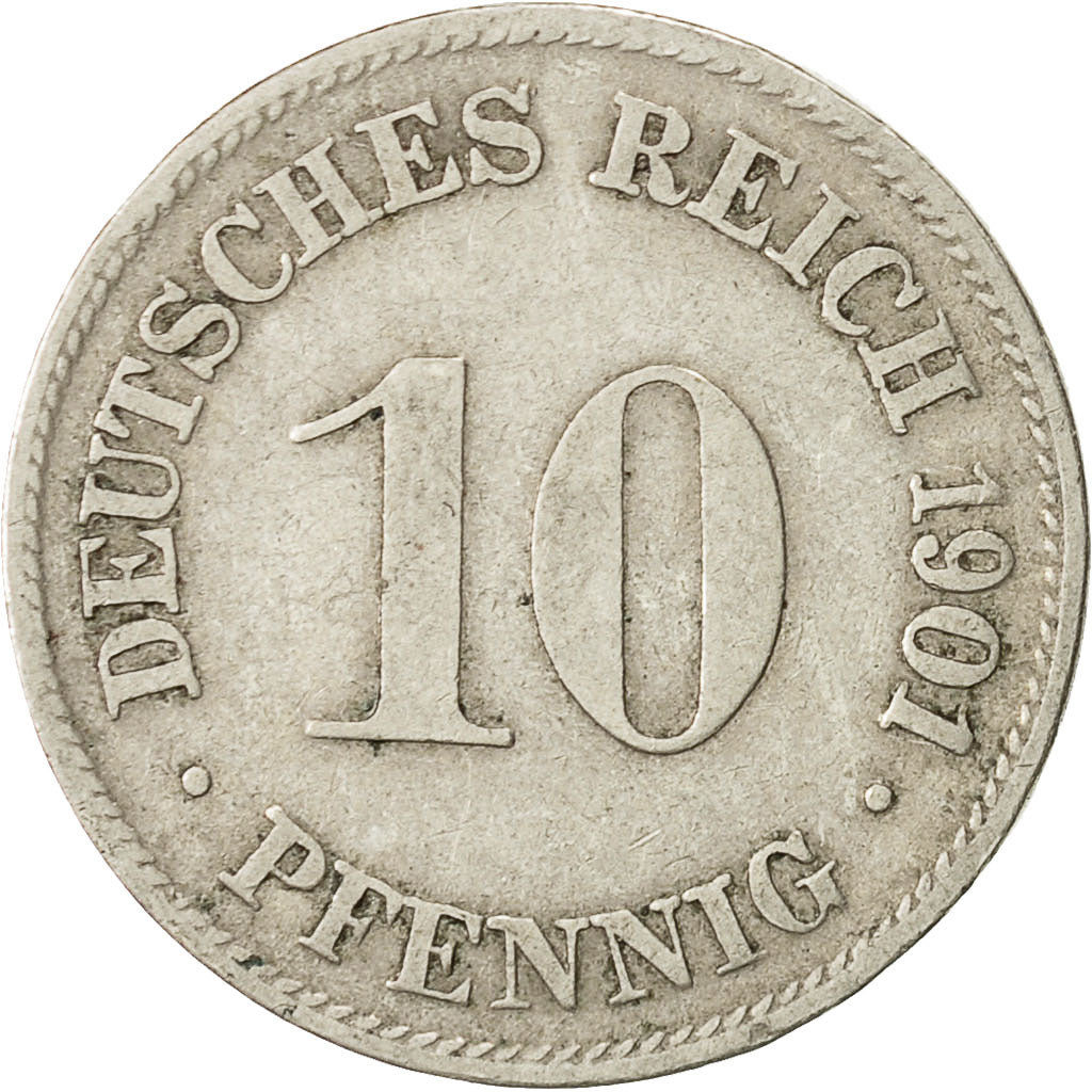 Coin, GERMANY - EMPIRE, Wilhelm II, 10 Pfennig, 1901, Munich, EF(40-45)