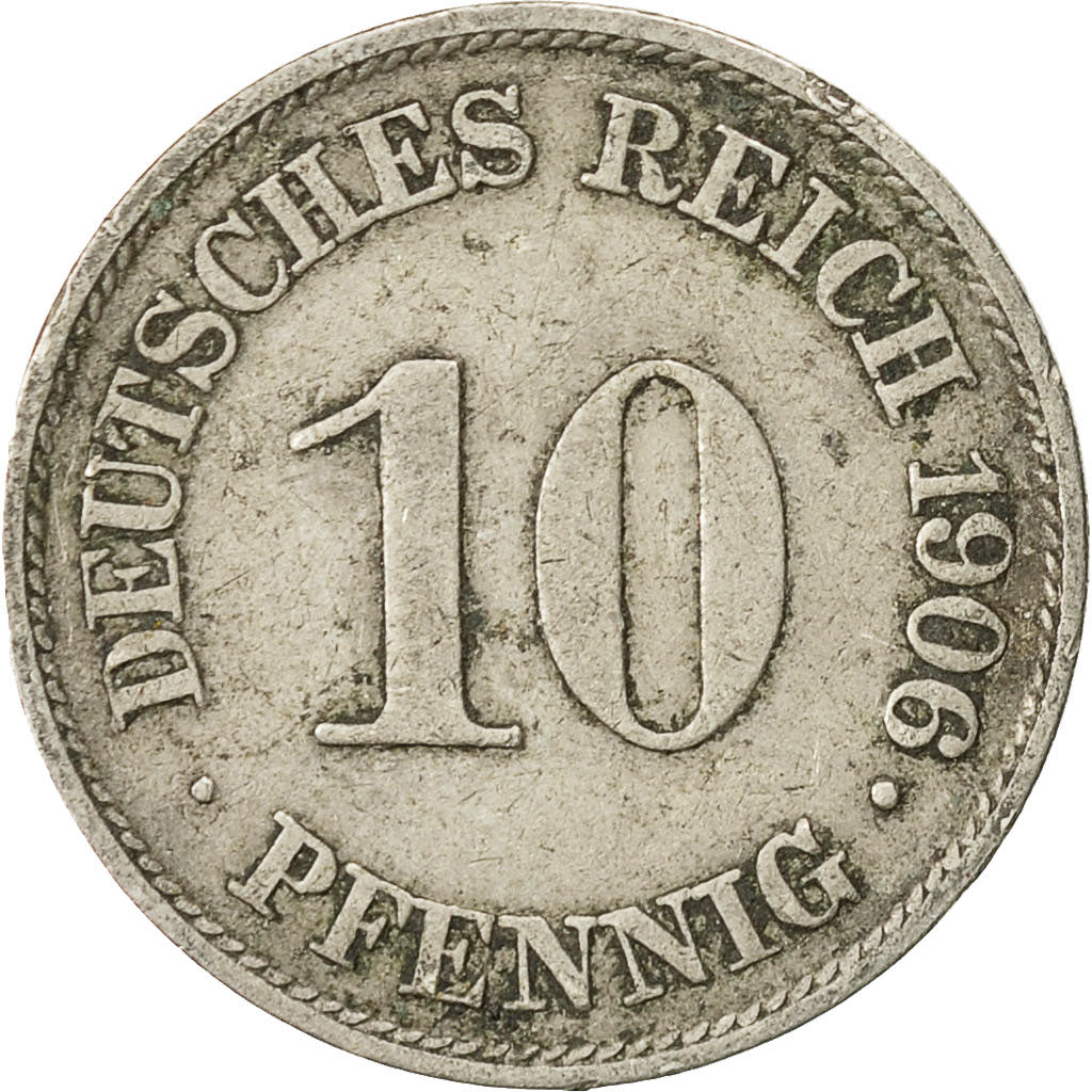 Coin, GERMANY - EMPIRE, Wilhelm II, 10 Pfennig, 1906, Berlin, EF(40-45)
