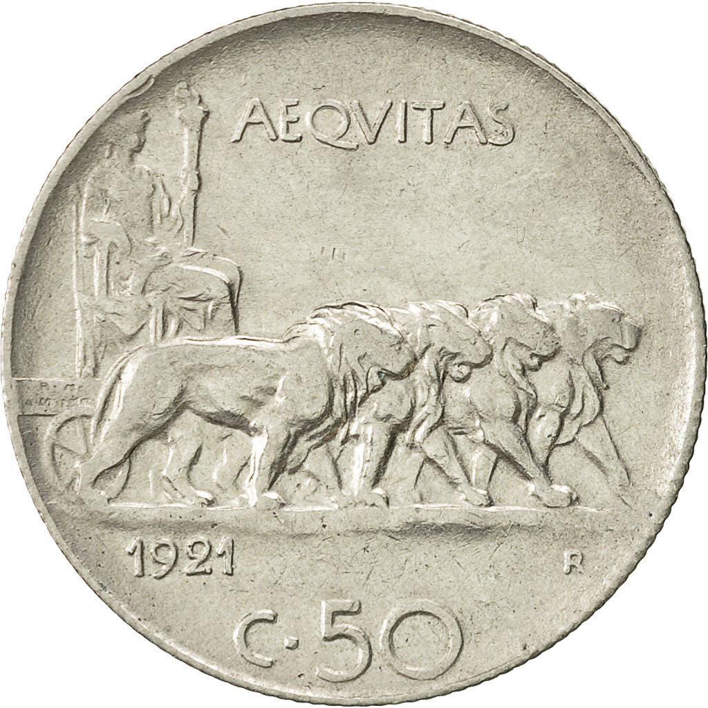 Moneta, Italia, Vittorio Emanuele III, 50 Centesimi, 1921, Rome, BB, Nichel