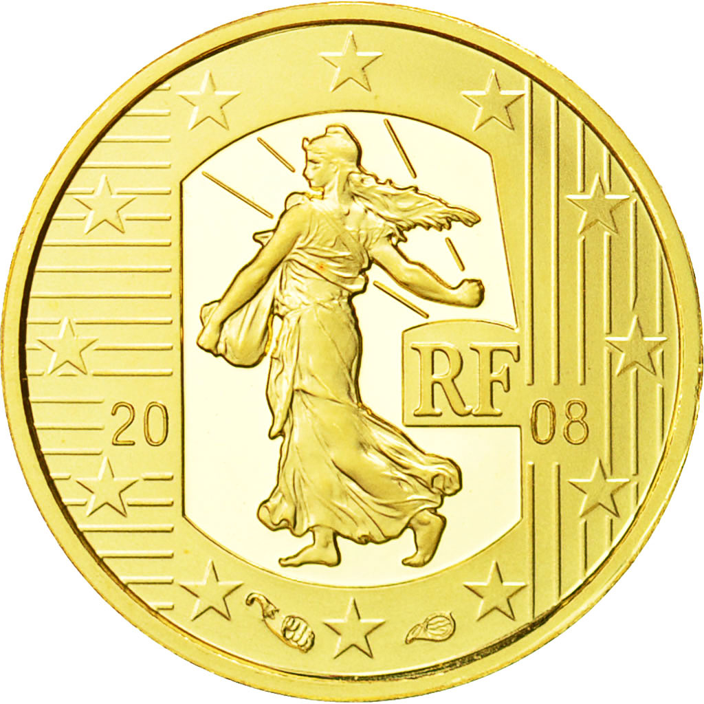 France, 5 Euro, 2008, MS(63), Gold, KM:1538