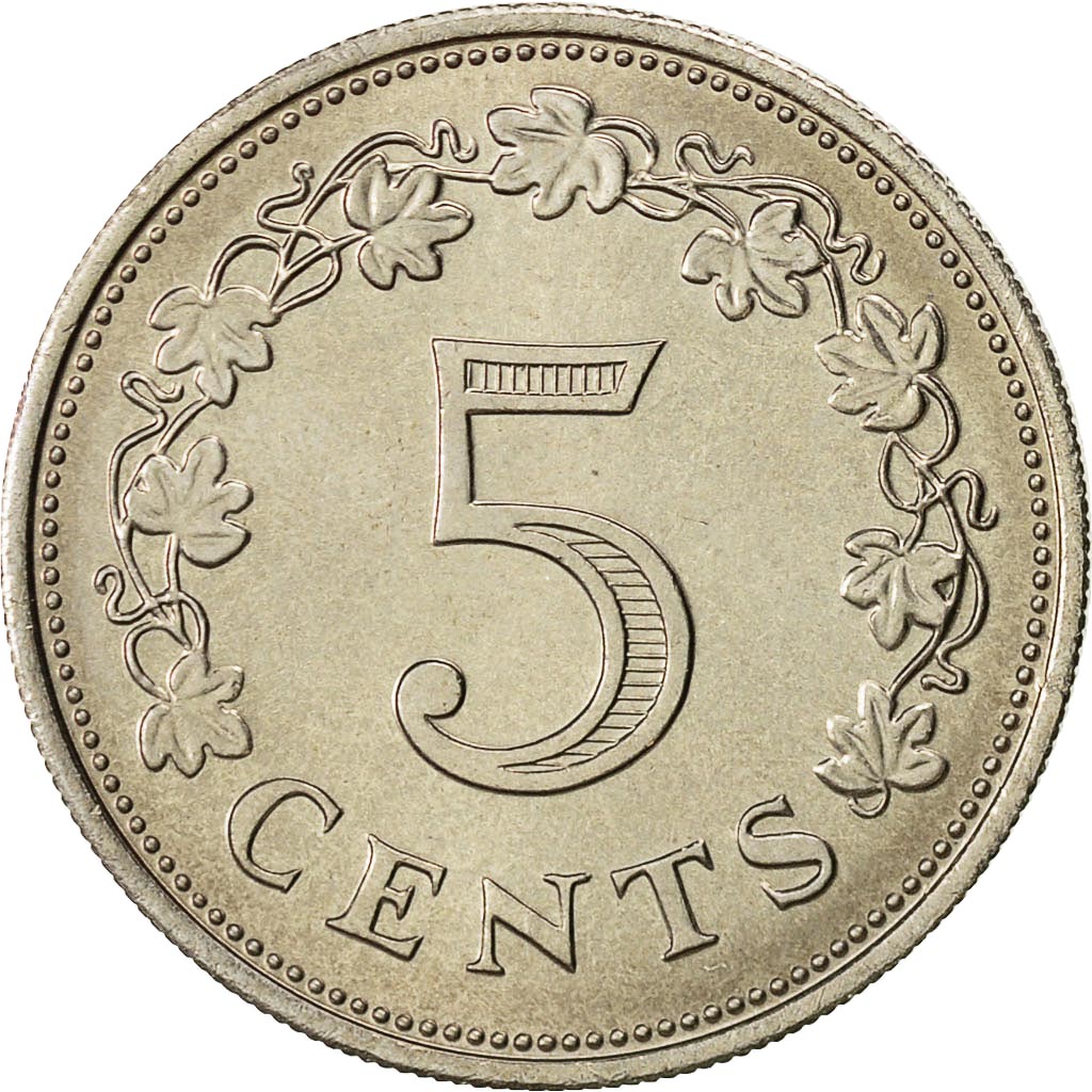 Coin, Malta, 5 Cents, 1972, British Royal Mint, MS(63), Copper-nickel, KM:10