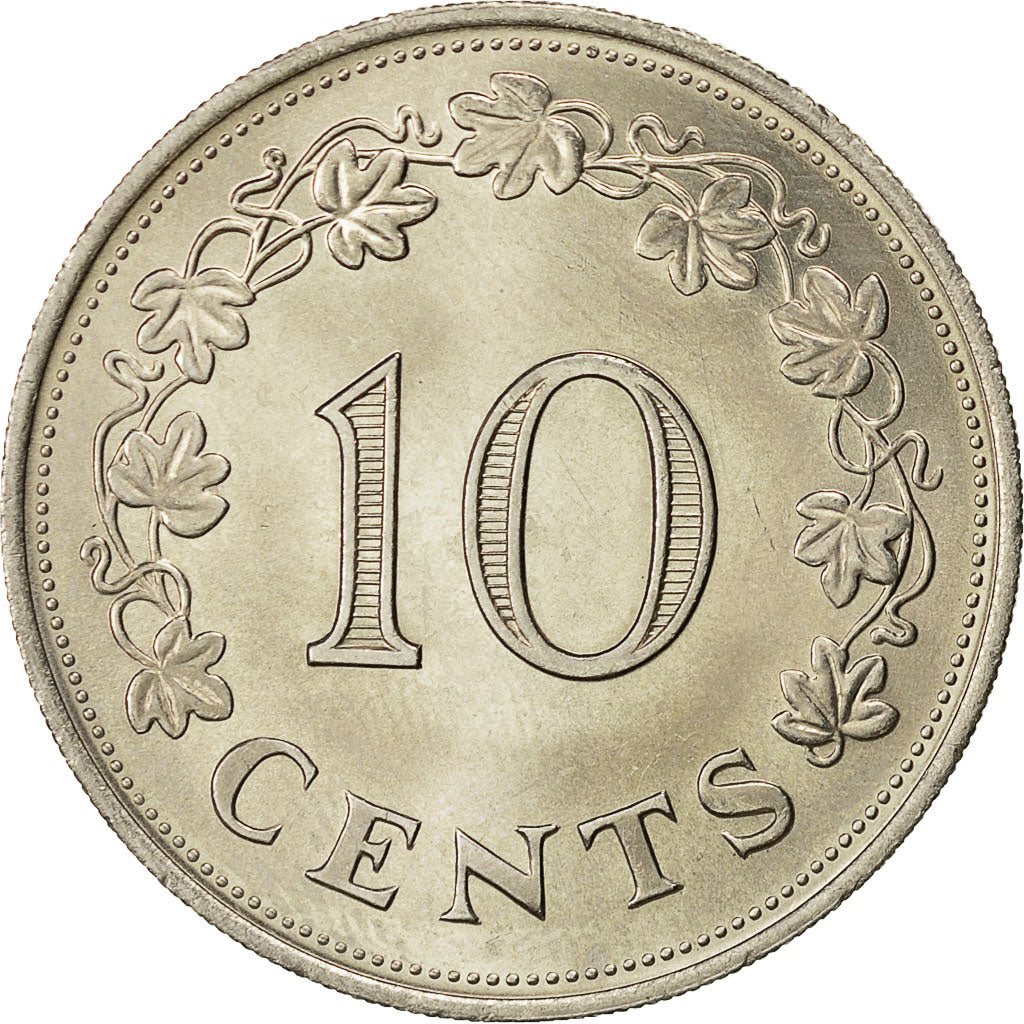Coin, Malta, 10 Cents, 1972, British Royal Mint, MS(63), Copper-nickel, KM:11
