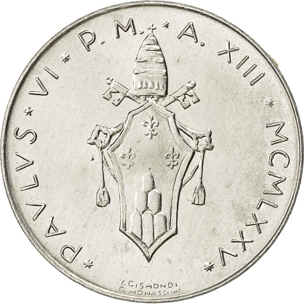 Moneta, CITTÀ DEL VATICANO, Paul VI, 10 Lire, 1975, Roma, SPL, Alluminio