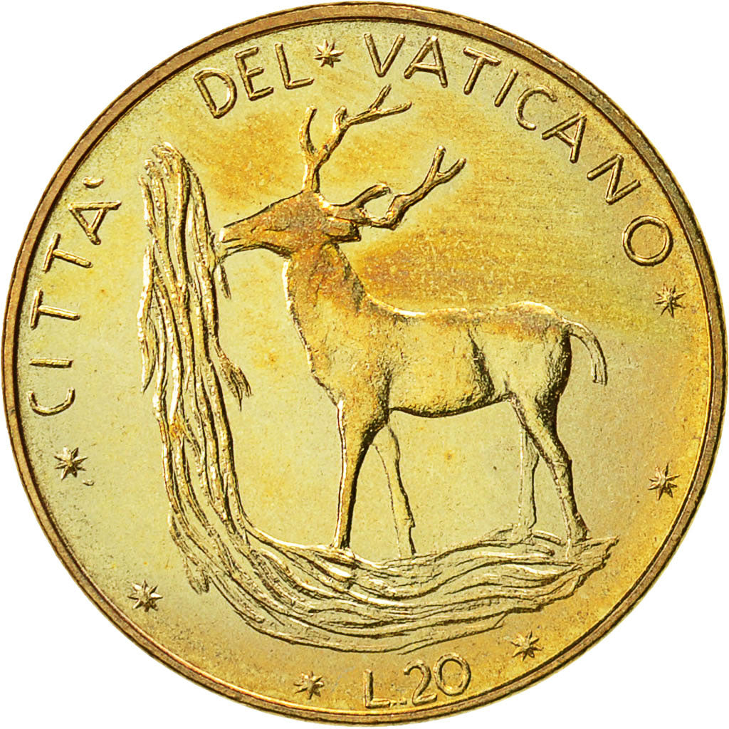 Moneda, CIUDAD DEL VATICANO, Paul VI, 20 Lire, 1975, Roma, EBC+, Aluminio -