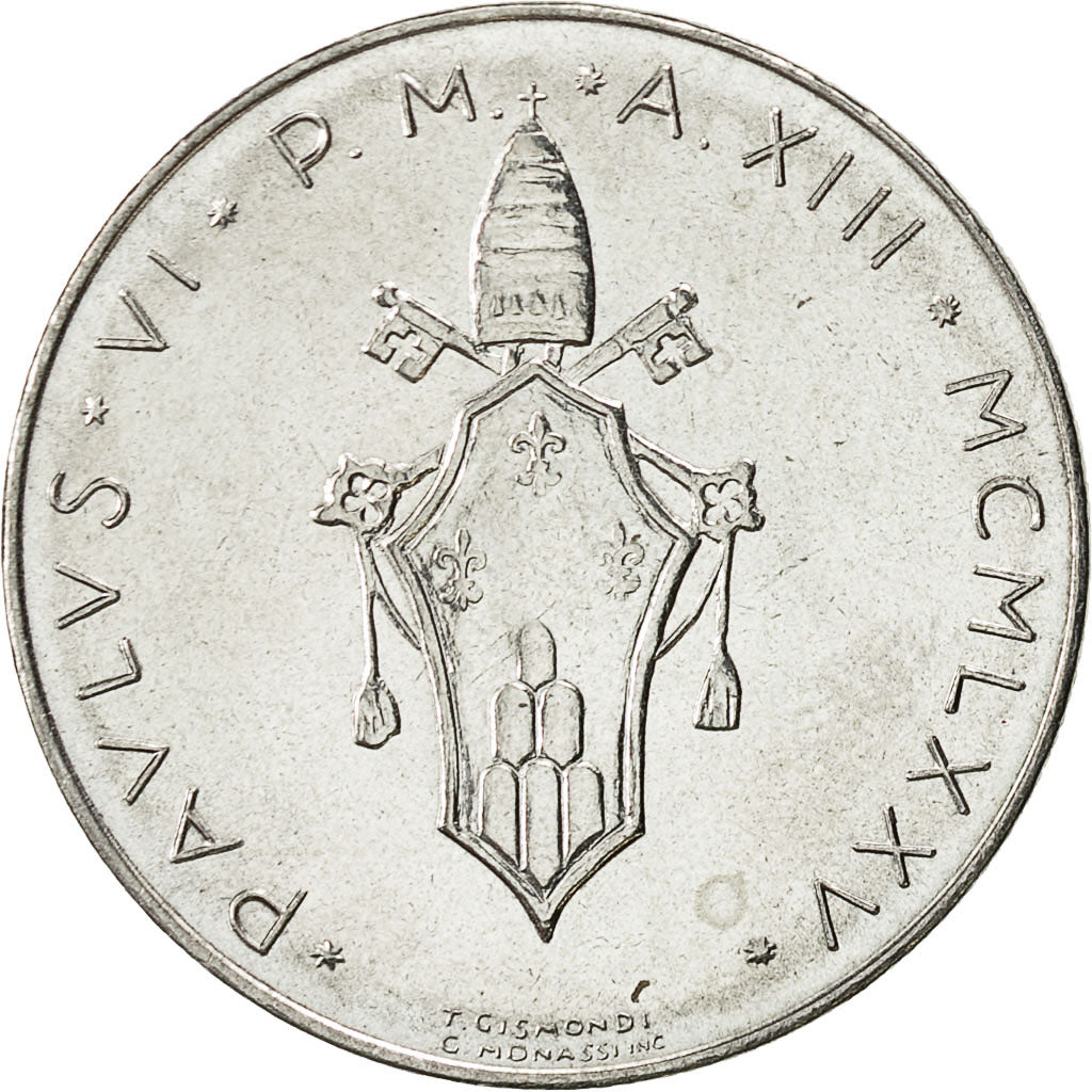 Moneta, PAŃSTWO WATYKAŃSKIE, Paul VI, 50 Lire, 1975, Roma, MS(63), Stal