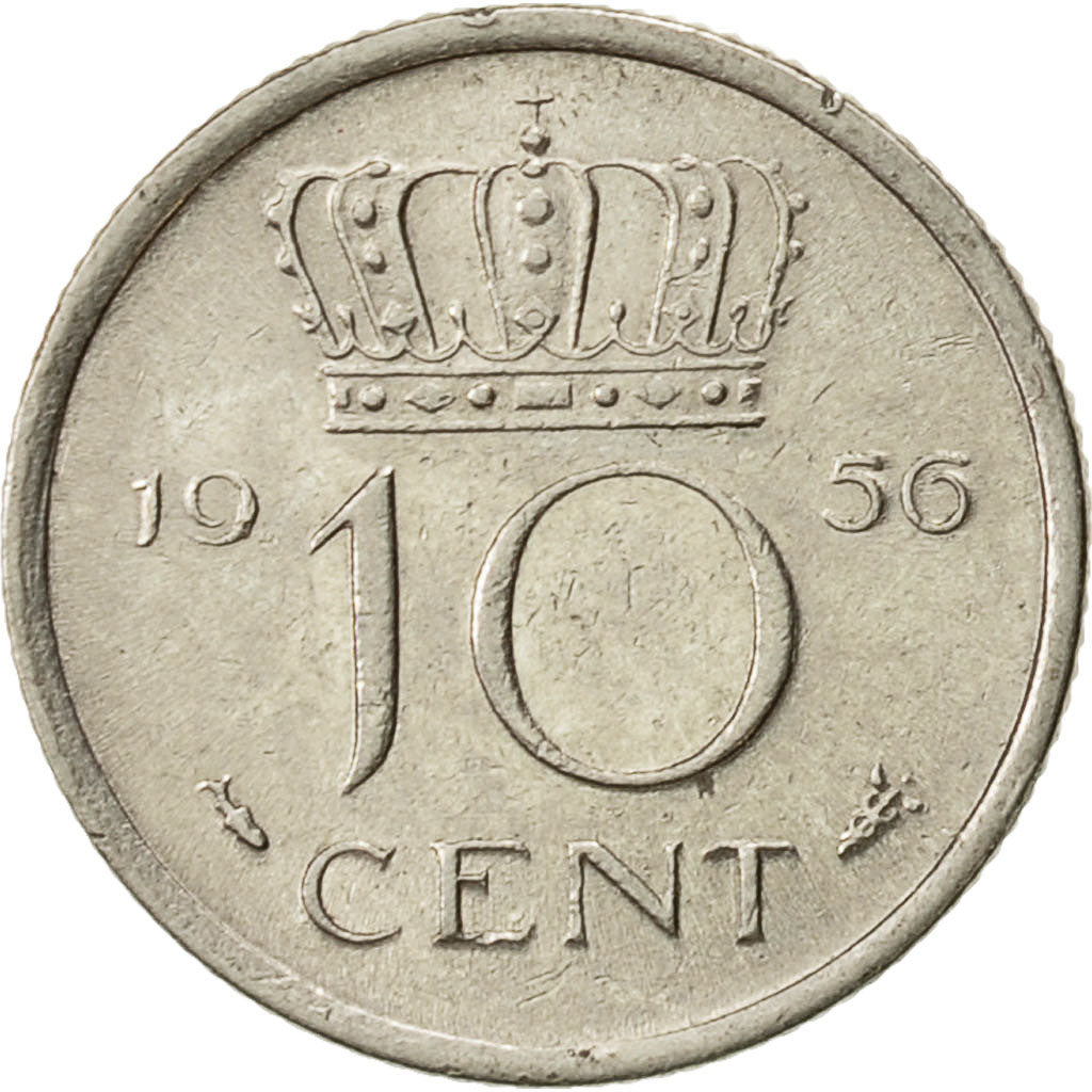Monnaie, Pays-Bas, Juliana, 10 Cents, 1956, TTB, Nickel, KM:182