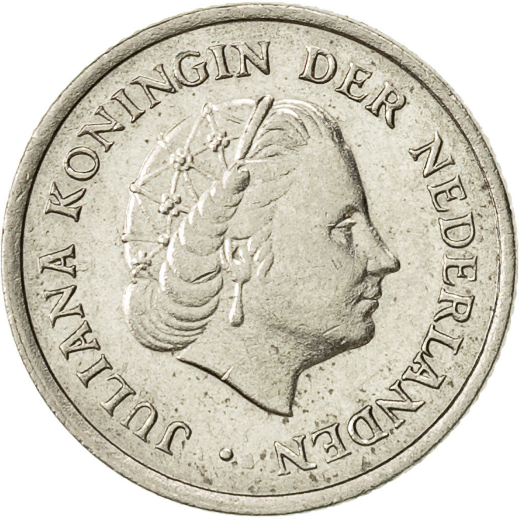 Coin, Netherlands, Juliana, 10 Cents, 1969, AU(50-53), Nickel, KM:182
