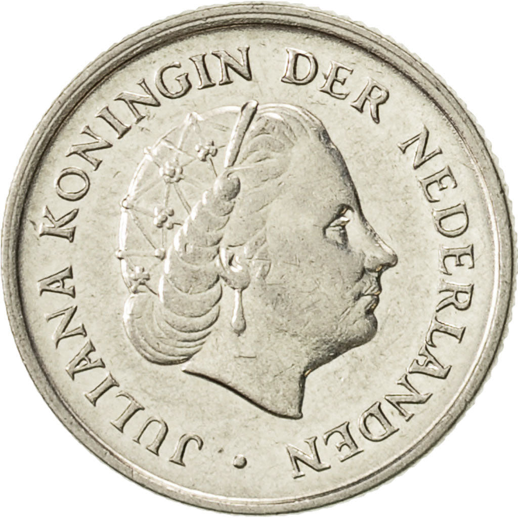 Coin, Netherlands, Juliana, 10 Cents, 1970, AU(50-53), Nickel, KM:182
