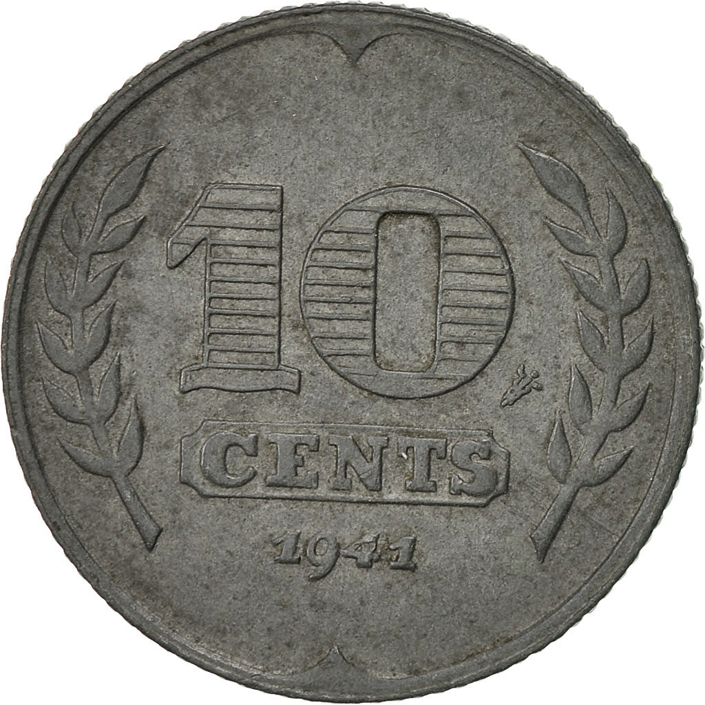 Coin, Netherlands, Wilhelmina I, 10 Cents, 1941, VF(30-35), Zinc, KM:173