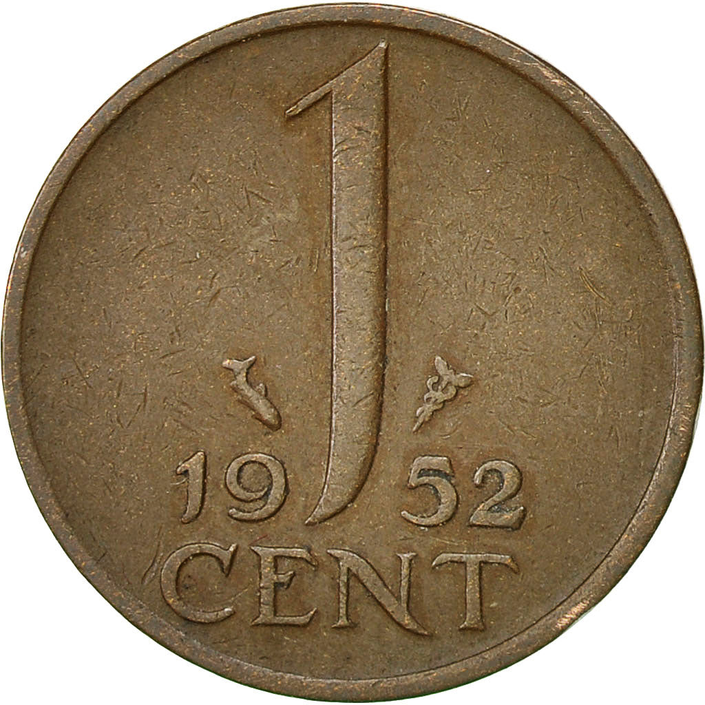 Coin, Netherlands, Juliana, Cent, 1952, EF(40-45), Bronze, KM:180