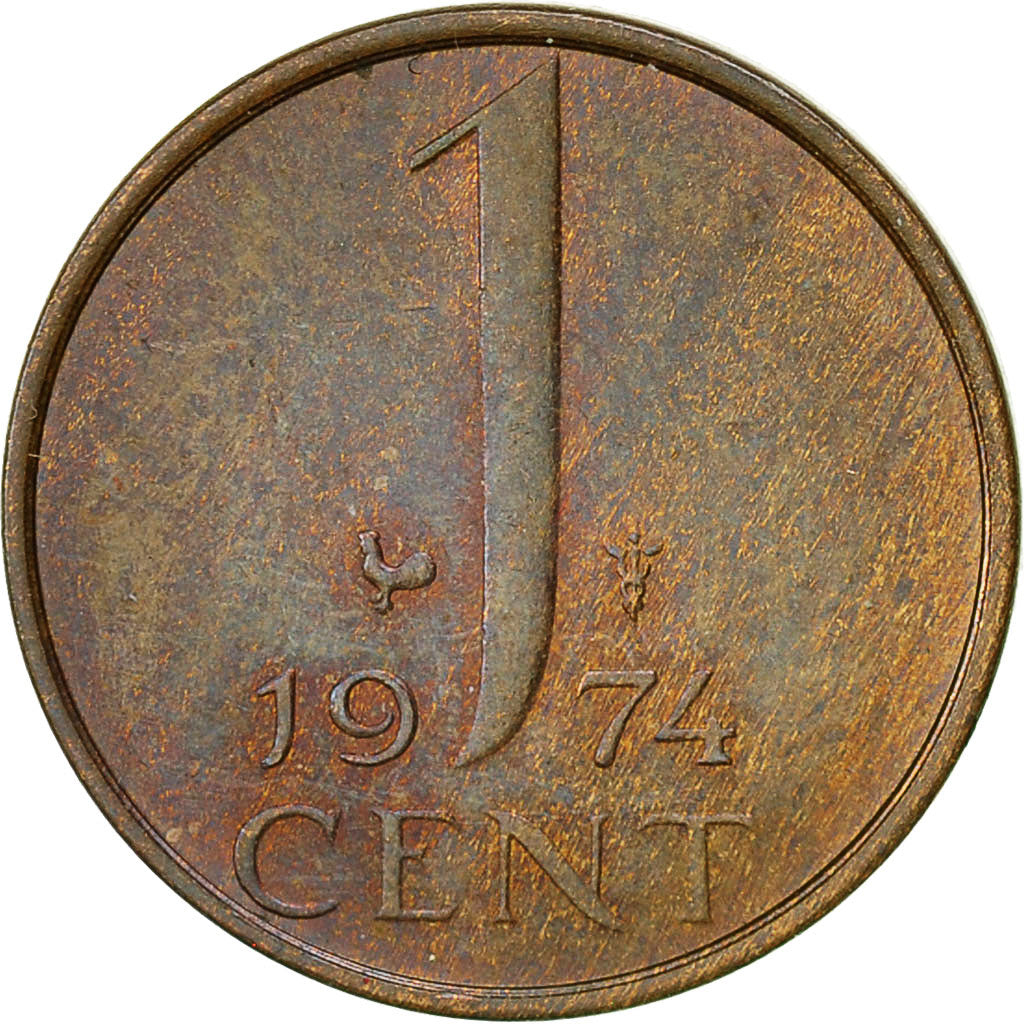 Coin, Netherlands, Juliana, Cent, 1974, EF(40-45), Bronze, KM:180