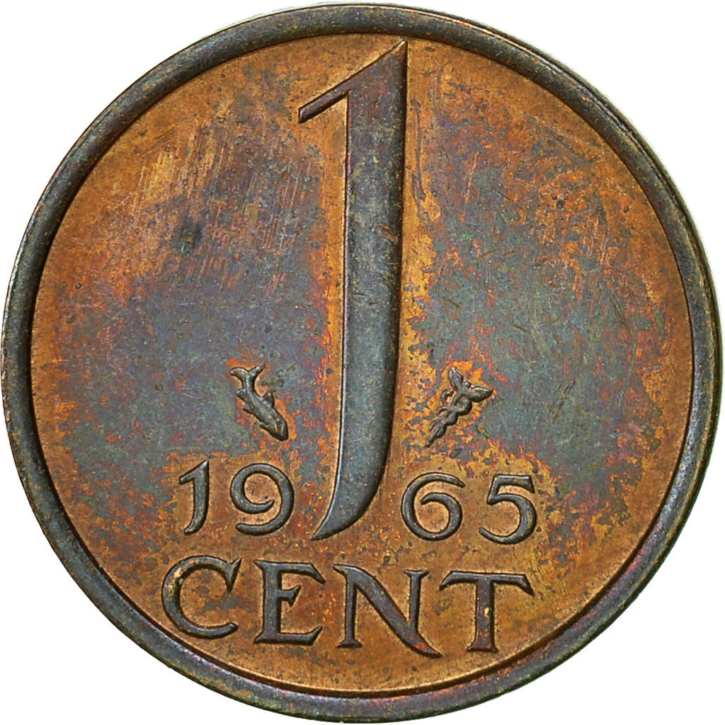 Coin, Netherlands, Juliana, Cent, 1965, EF(40-45), Bronze, KM:180