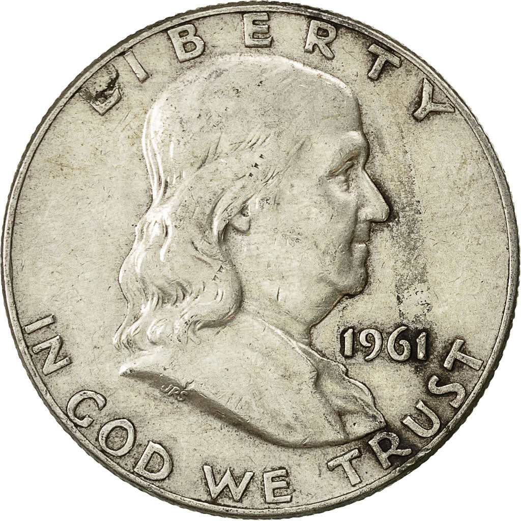 Coin, United States, Franklin Half Dollar, Half Dollar, 1961, U.S. Mint, Denver