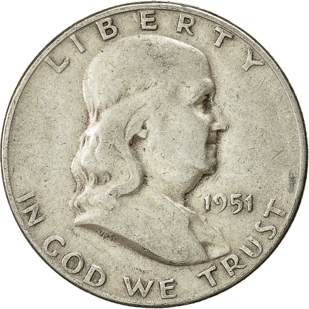 Coin, United States, Franklin Half Dollar, Half Dollar, 1951, U.S. Mint, San