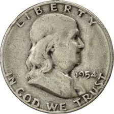 Coin, United States, Franklin Half Dollar, Half Dollar, 1954, U.S. Mint, San