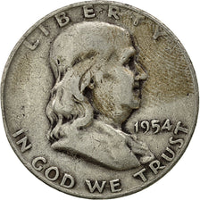Coin, United States, Franklin Half Dollar, Half Dollar, 1954, U.S. Mint, Denver