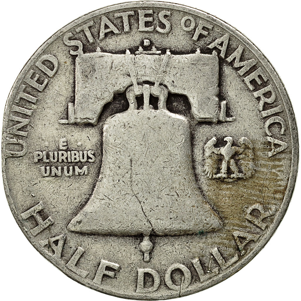 Coin, United States, Franklin Half Dollar, Half Dollar, 1954, U.S. Mint, Denver