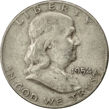 Coin, United States, Franklin Half Dollar, Half Dollar, 1954, U.S. Mint, Denver