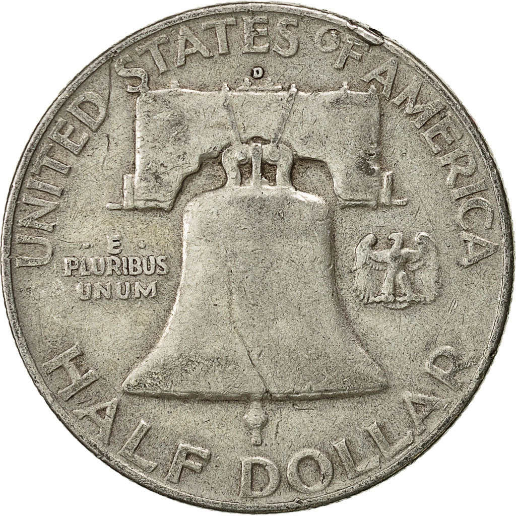 Coin, United States, Franklin Half Dollar, Half Dollar, 1954, U.S. Mint, Denver