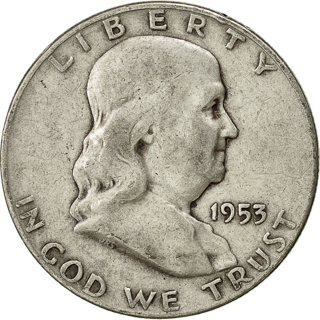 Coin, United States, Franklin Half Dollar, Half Dollar, 1953, U.S. Mint, Denver