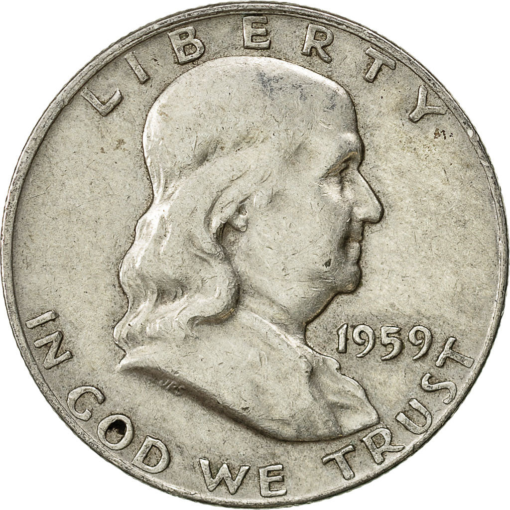 Coin, United States, Franklin Half Dollar, Half Dollar, 1959, U.S. Mint, Denver