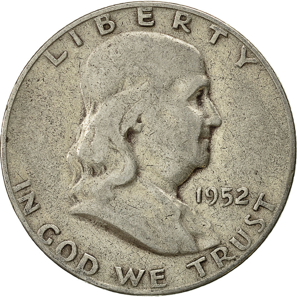 Coin, United States, Franklin Half Dollar, Half Dollar, 1952, U.S. Mint, San