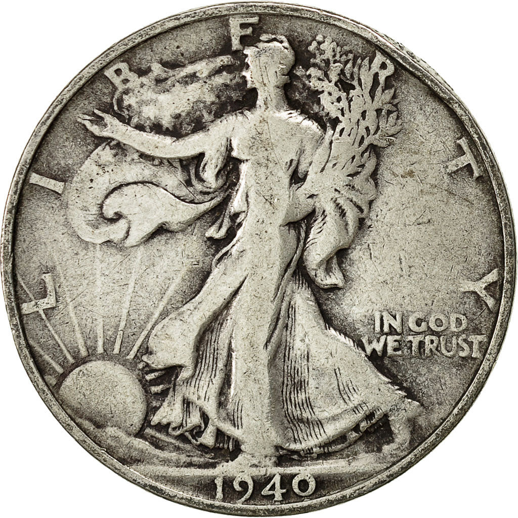 Coin, United States, Walking Liberty Half Dollar, Half Dollar, 1940, U.S. Mint