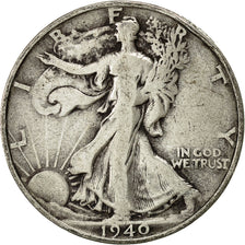 Coin, United States, Walking Liberty Half Dollar, Half Dollar, 1940, U.S. Mint