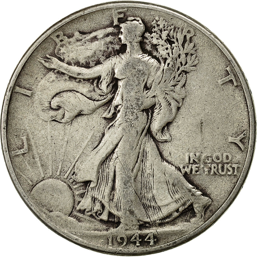 Coin, United States, Walking Liberty Half Dollar, Half Dollar, 1944, U.S. Mint