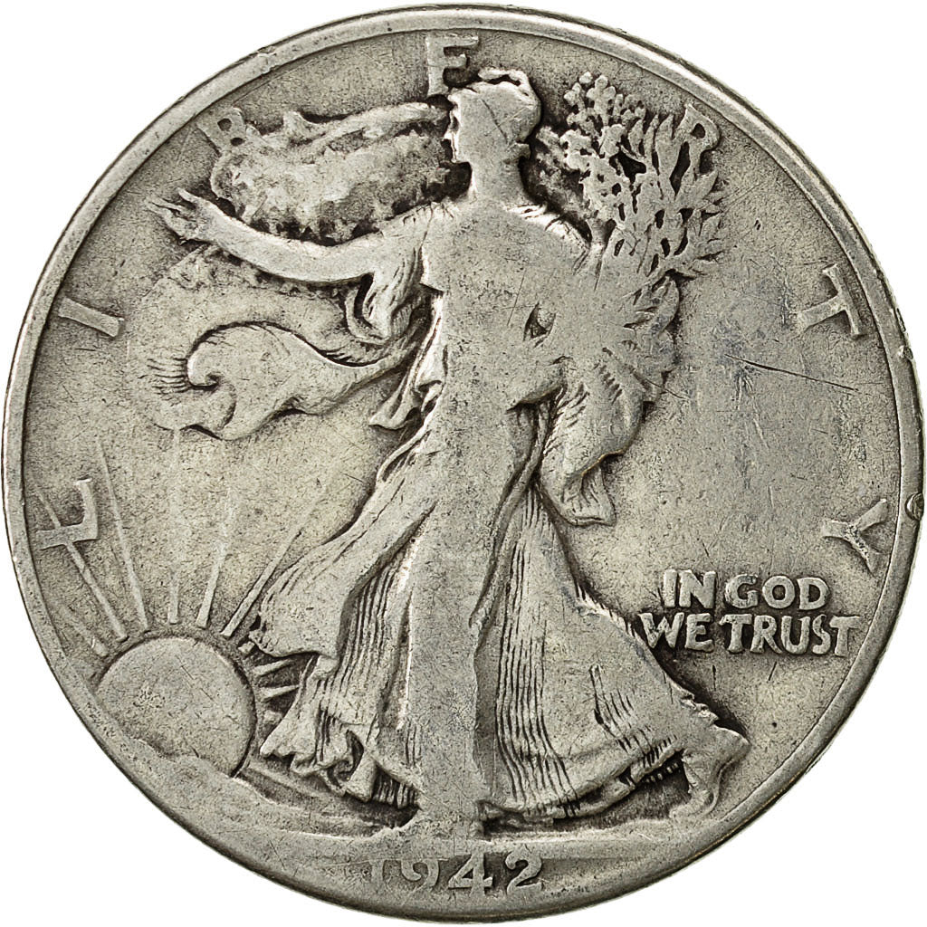 Coin, United States, Walking Liberty Half Dollar, Half Dollar, 1942, U.S. Mint