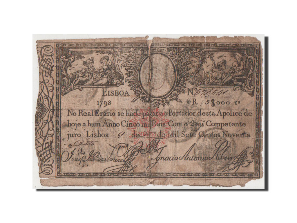 Portugal, 5000 Reis, 1828, KM #38A, VG(8-10), 526541