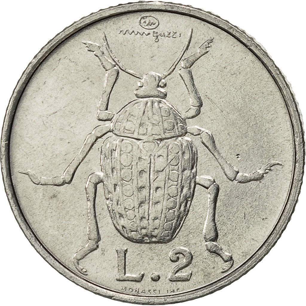 Coin, San Marino, 2 Lire, 1974, Rome, AU(55-58), Aluminum, KM:31