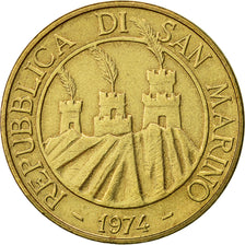 San Marino, 20 Lire, 1974, Rome, SPL-, Alluminio-bronzo, KM:34