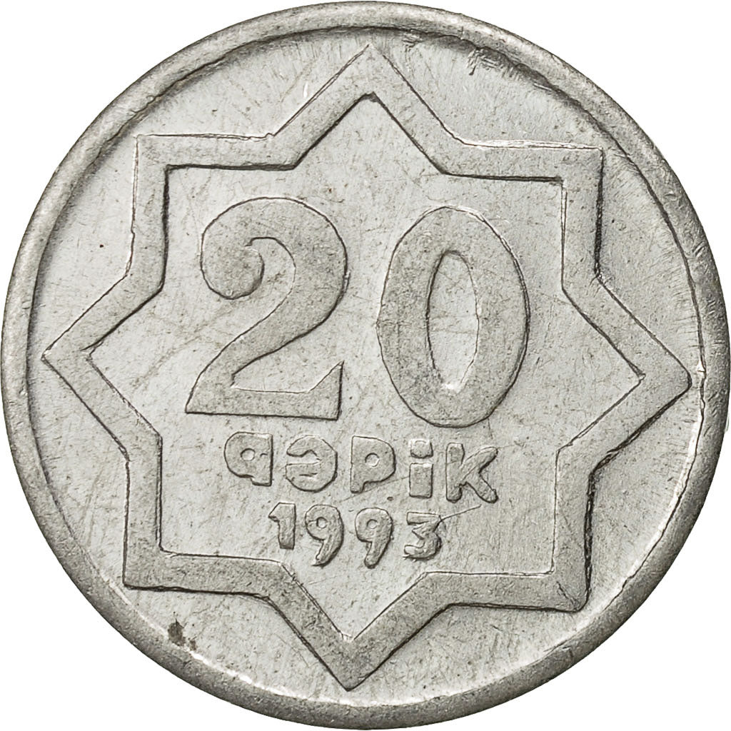 Moneta, Azerbaigian, 20 Qapik, 1993, BB, Alluminio, KM:3a