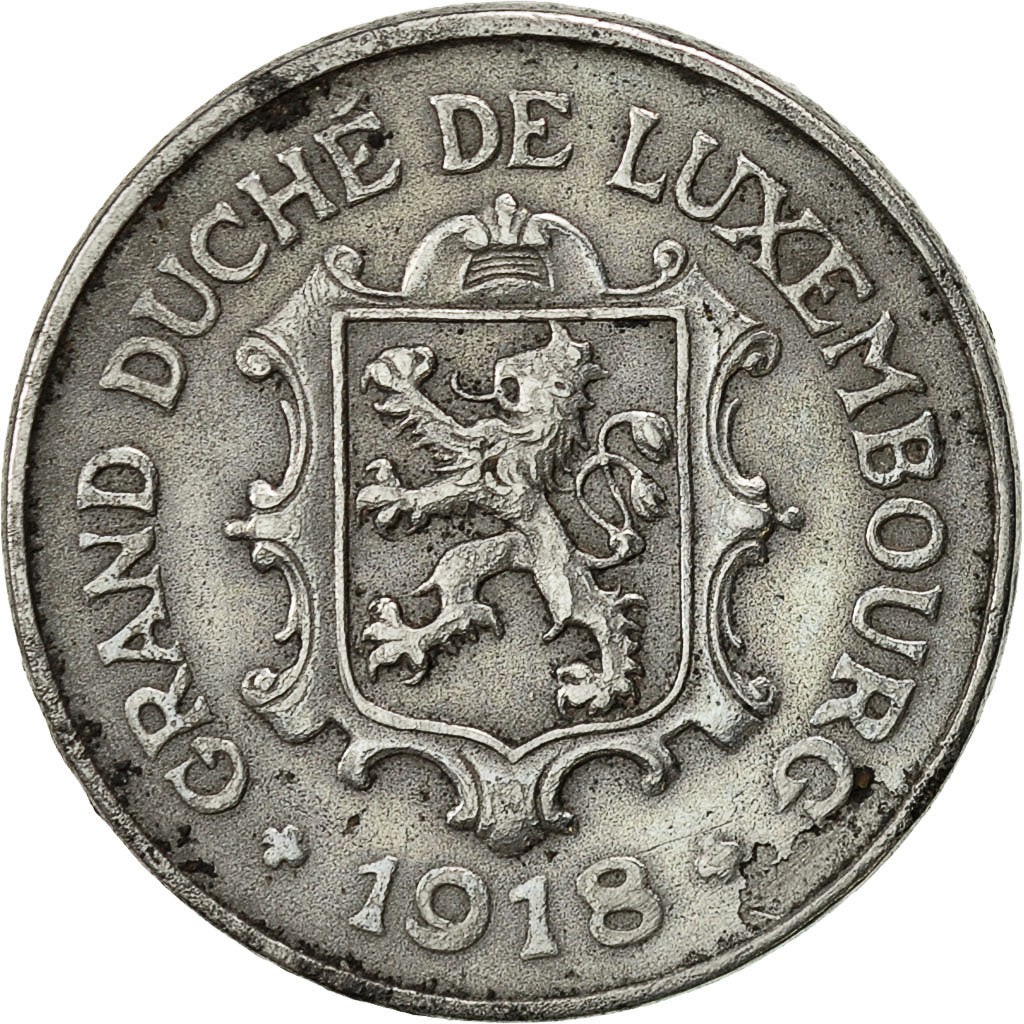 Lussemburgo, Charlotte, 10 Centimes, 1918, BB, Ferro, KM:31