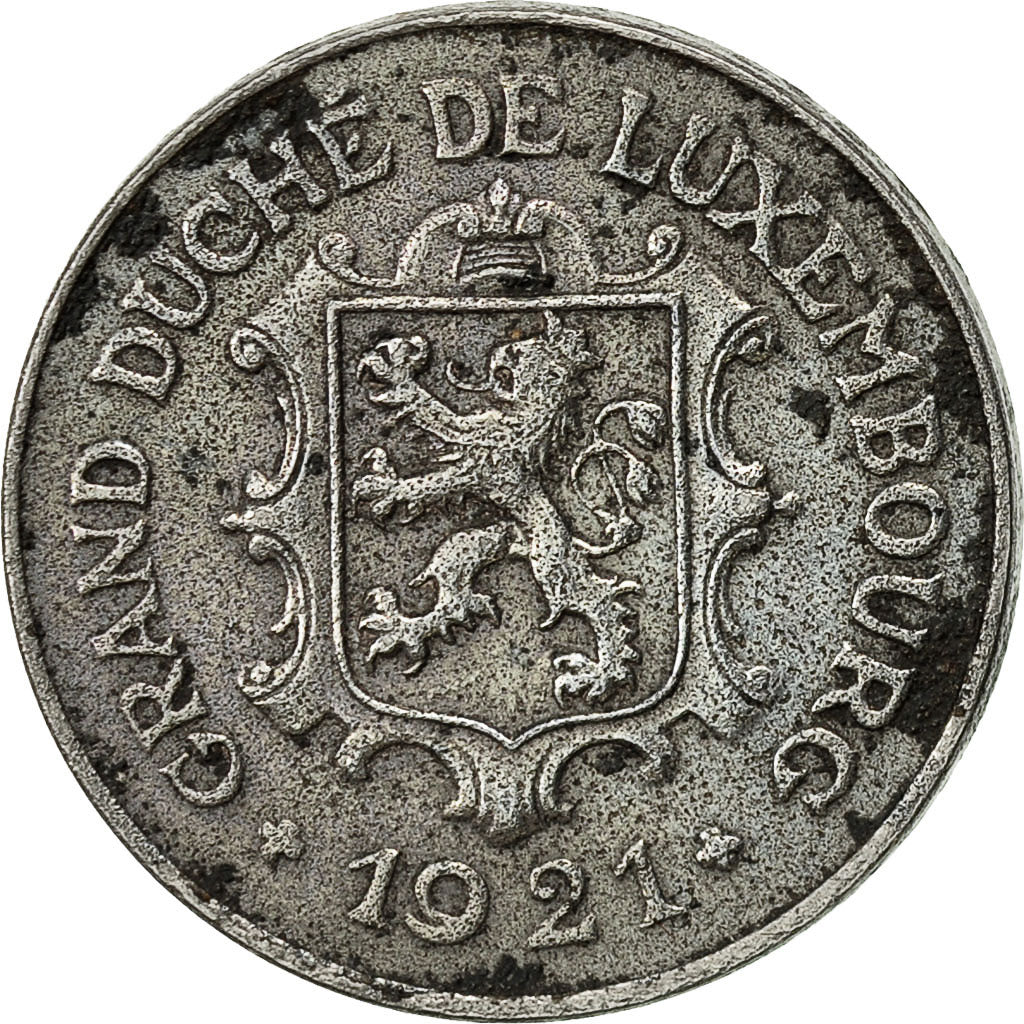 Moneta, Lussemburgo, Charlotte, 10 Centimes, 1921, BB, Ferro, KM:31
