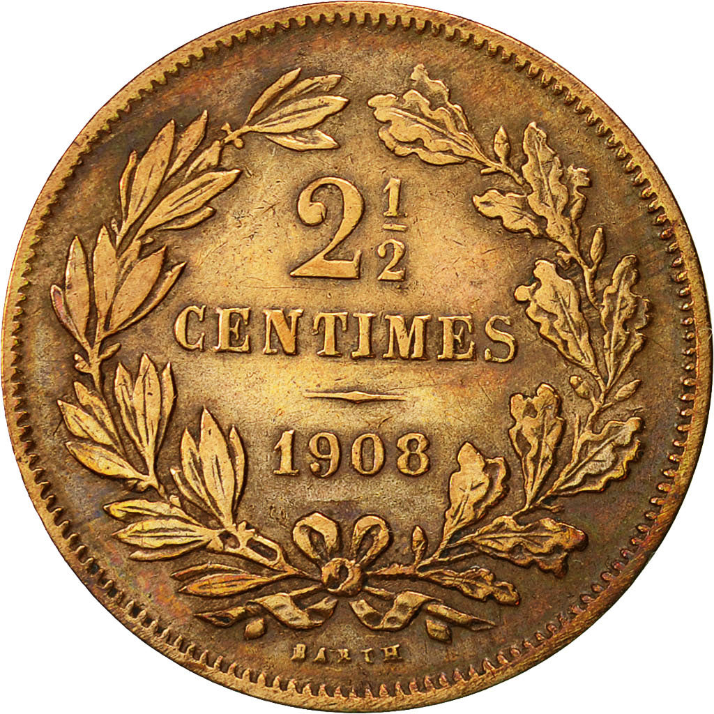 Münze, Luxemburg, William III, 2-1/2 Centimes, 1908, Utrecht, SS, Bronze, KM:21