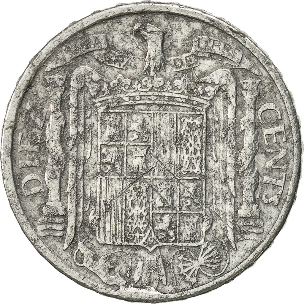 Coin, Spain, 10 Centimos, 1941, VF(30-35), Aluminum, KM:766