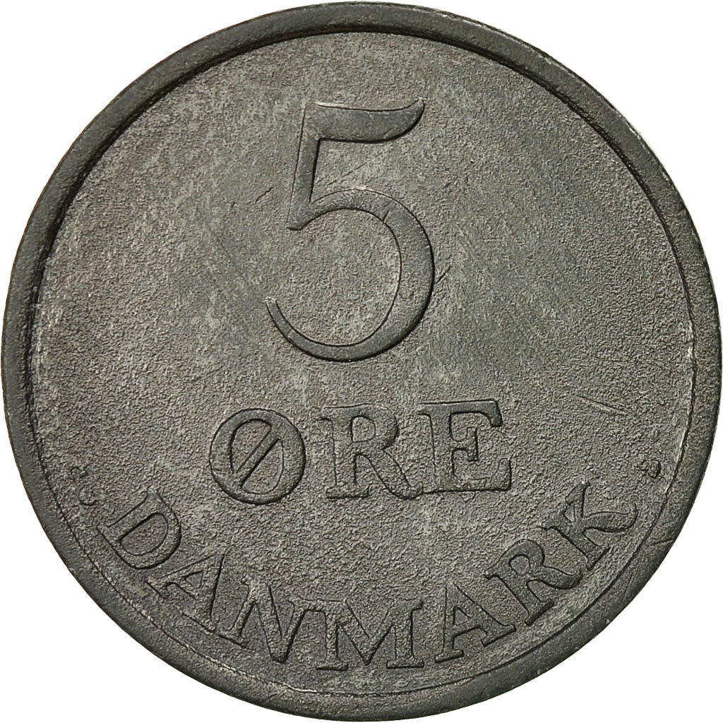 Coin, Denmark, Frederik IX, 5 Öre, 1958, Copenhagen, VF(20-25), Zinc, KM:843.2