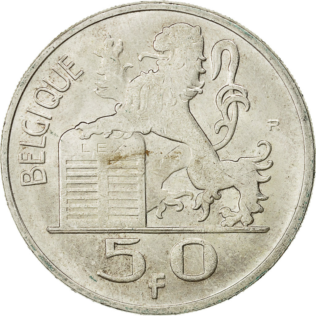Belgium, 50 Francs, 50 Frank, 1954, AU(55-58), Silver, KM:136.1